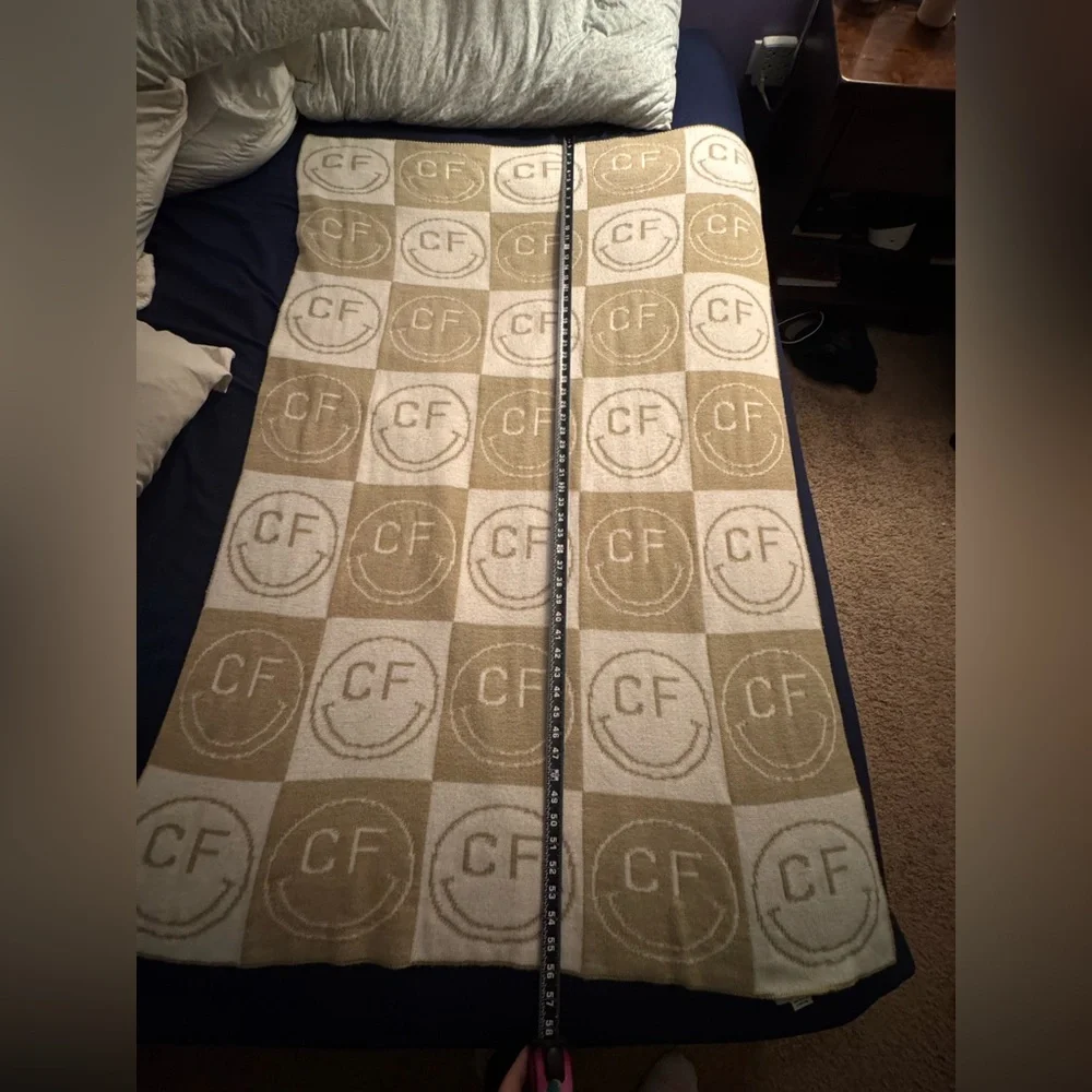 All Smiles Custom Blanket Throw Beige Checkered CF Pattern